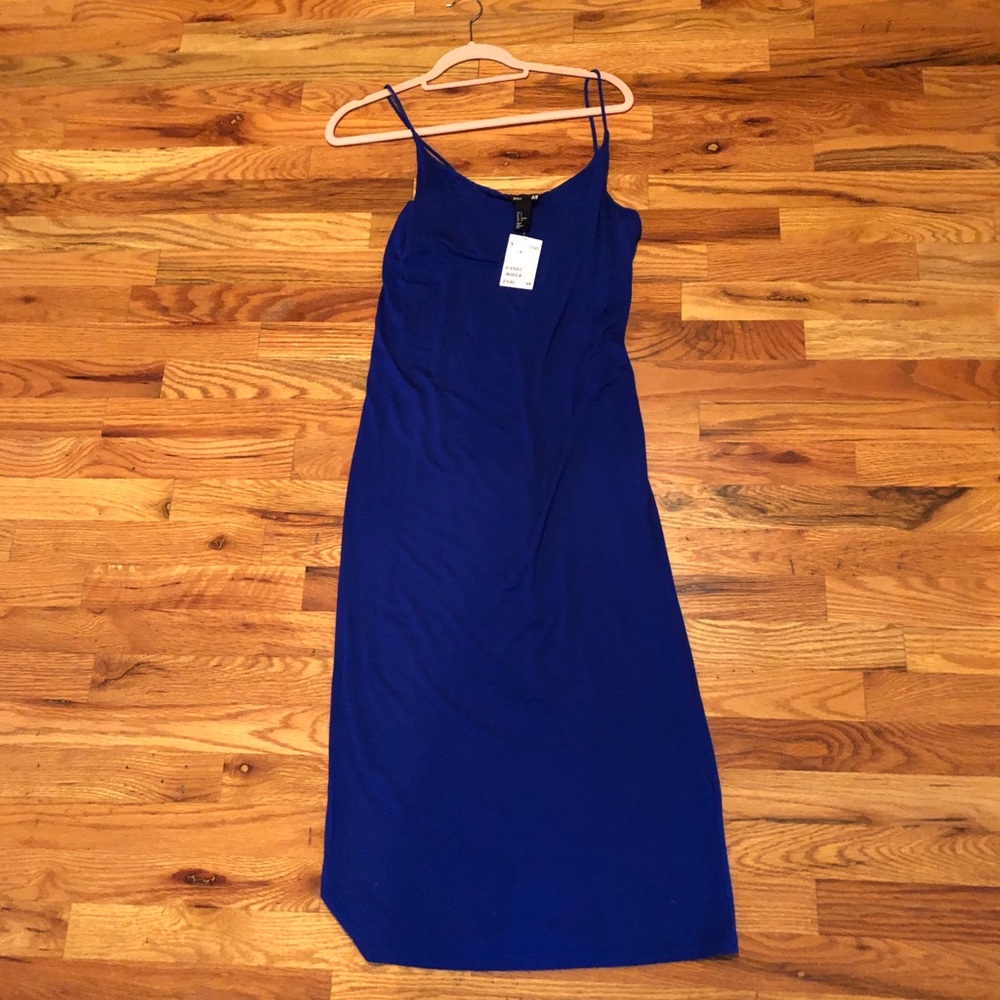 H&M Blue stretch midi dress